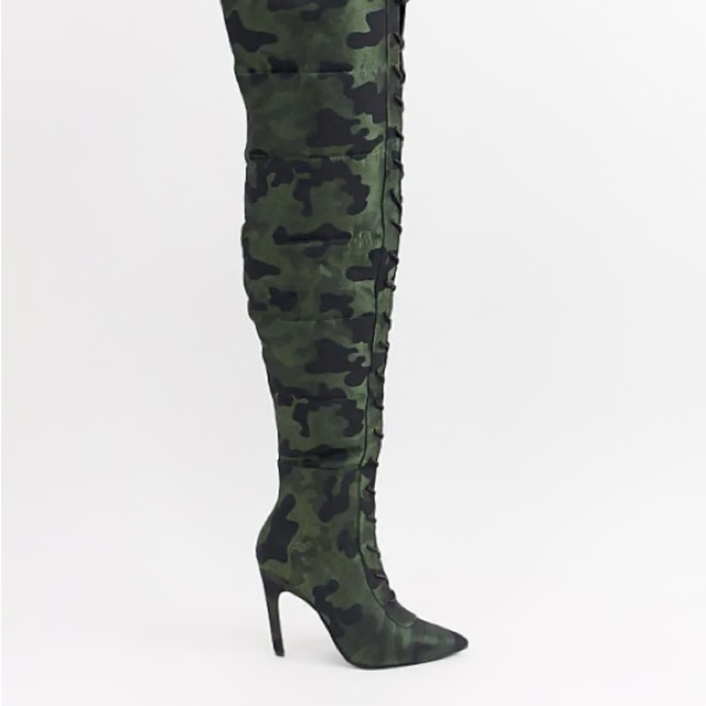 LaQuan Smith Green and Black Over the Knee Boots